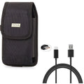 '- Long Wire w Charger Jade Phone USB 4S - Turbo Canvas Holster Fast Liquid Acer Case Sync Belt Cable Alcatel ROG 7, Idol Y1Y w for Black Vertical 6ft Charging Type-C ASUS Primo Rugged