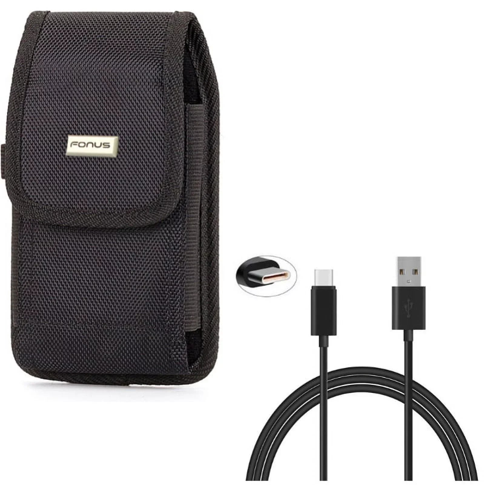 '- Long Wire w Charger Jade Phone USB 4S - Turbo Canvas Holster Fast Liquid Acer Case Sync Belt Cable Alcatel ROG 7, Idol Y1Y w for Black Vertical 6ft Charging Type-C ASUS Primo Rugged