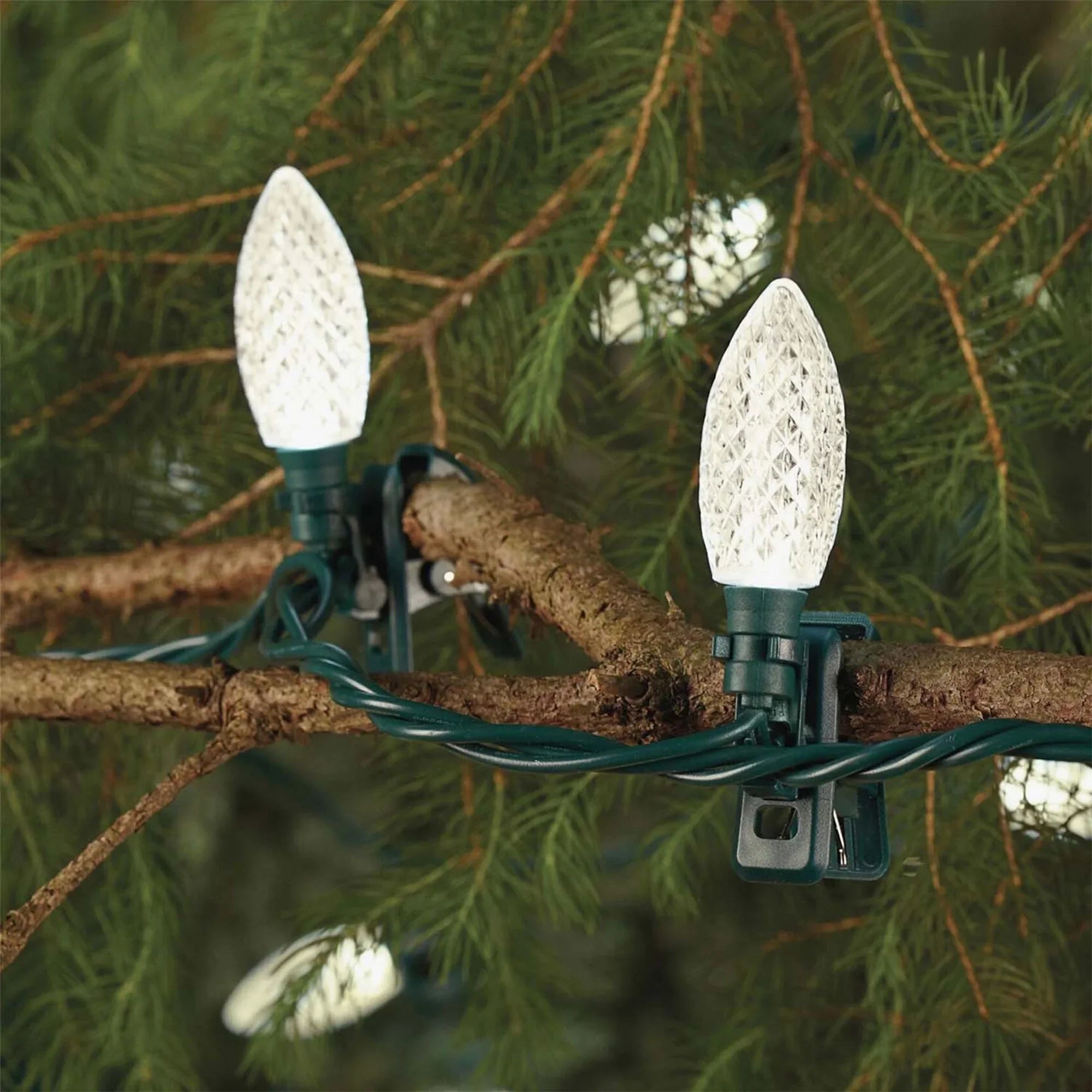 Quick C9 LED Christmas Pack) NOMA 100 String Bulbs (3 Clip Warm Lights
