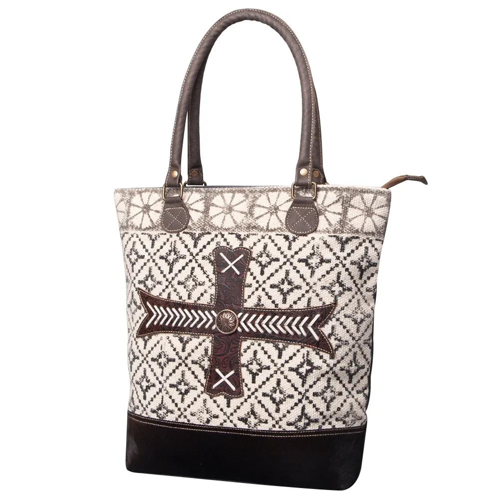 western Canvas TOTE Leather Upcycled Embossed purse women Upcycled Genuine Wool KB KB481 handbag bag OHLAY