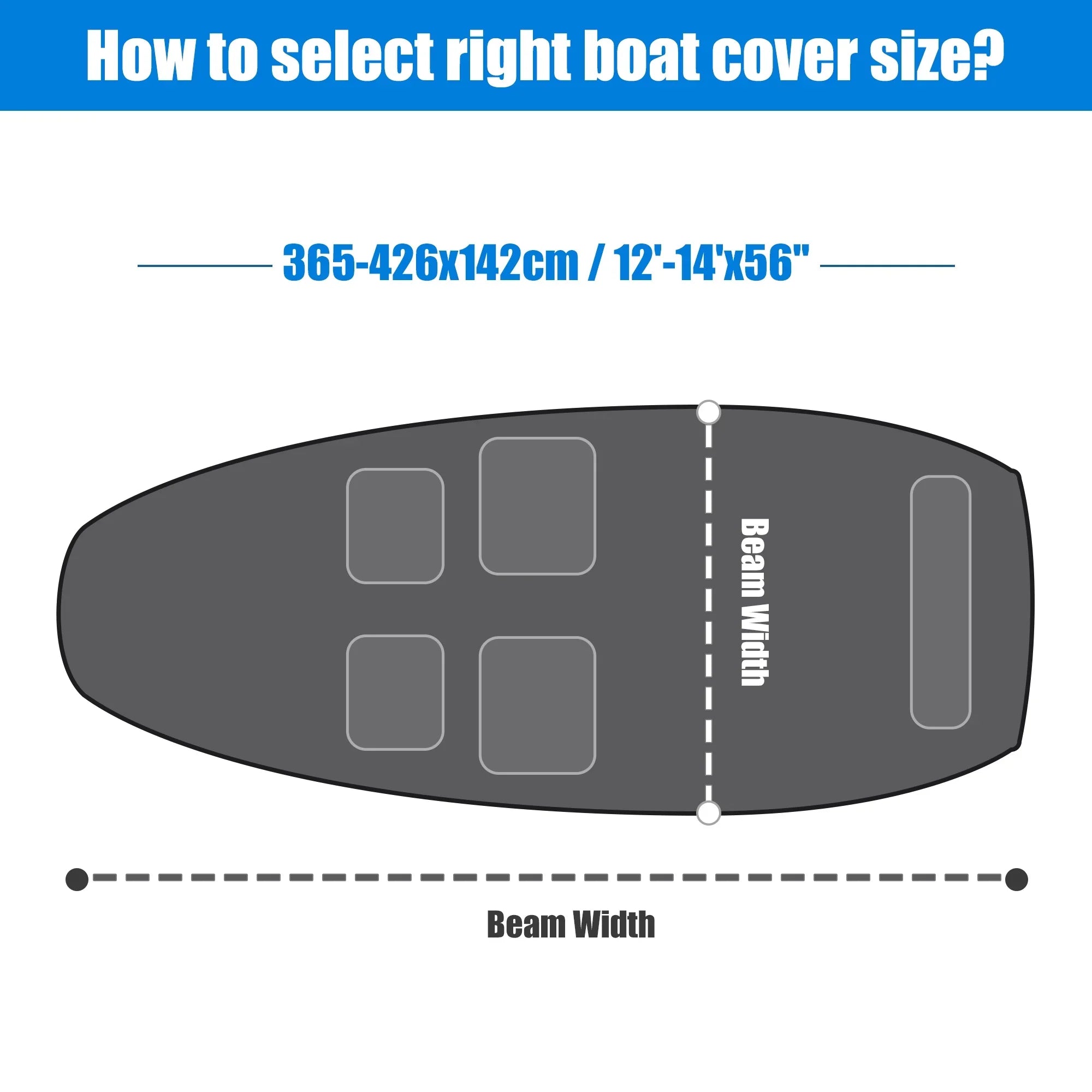 Set Air Polyester Resist Unique Boat Waterproof Gray 210D Sunshine Vents Cover Bargains 12"-14"x56" Boat Cover 1 Jon