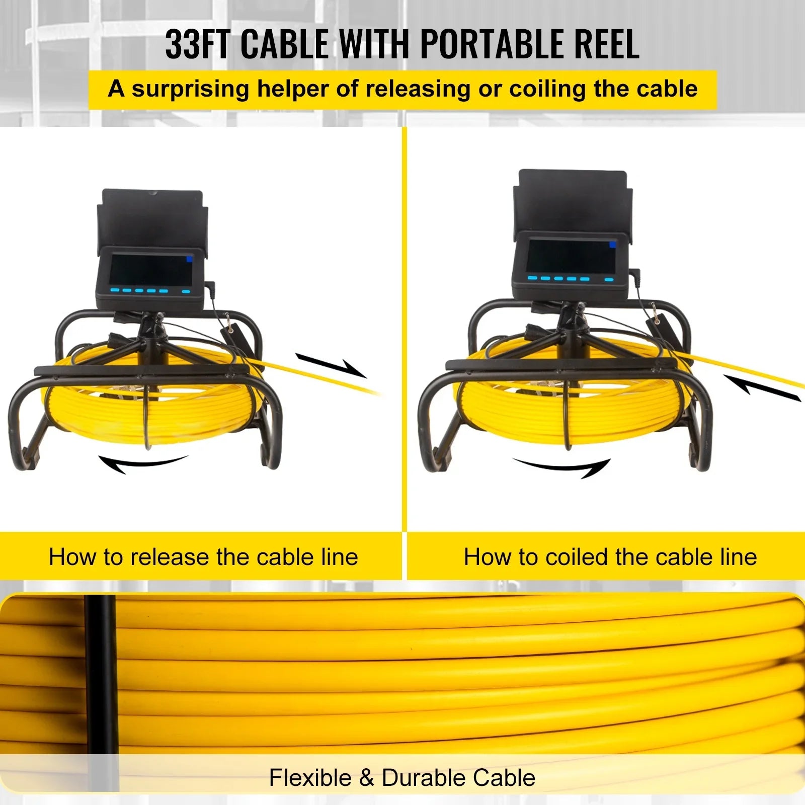 32.8FT Camera IP68 DVR Waterproof 6PCS TFT Cable with Camera 4.3 Duct LCD SKYSHALO Monitor 10M Pipeline Screen Function Lithium Sewer in. Camera Inspection 8500MAH Inspection Camera Battery, Pipe LEDs
