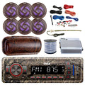 Waterproof AUX Radio, Marine Ft 6x Pyle 50 DIN Wire, 18-G Kit Amp Bluetooth Enrock USB 6.5" Antenna, AM/FM Cover, LED Speakers, 4-Channel Elite Camo MP3 Stereo Install Amplifier, Camouflage Series