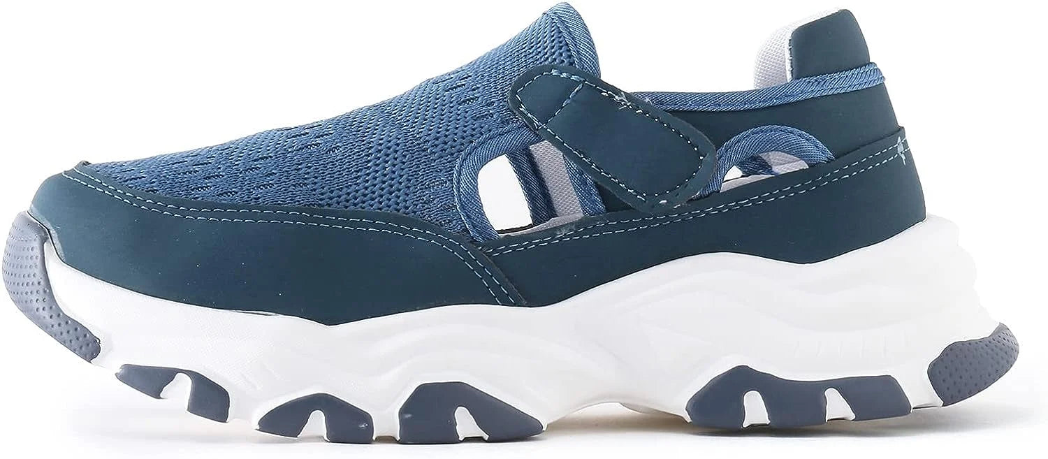 Non Seasons Shoes Breathable Solid Toe Four Women Loop Flat Wedges Round Color Women's Hook Mesh Slip