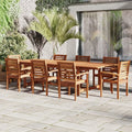 Capacity: Eucalyptus Patio Set, 8 Rectangular Amazonia Extendable 9-Piece Seating Brooks Dining
