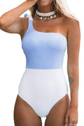 XL Cupshe Women's Bowknot One-Piece Blue Color Shoulder Block One Tie Swimsuit,