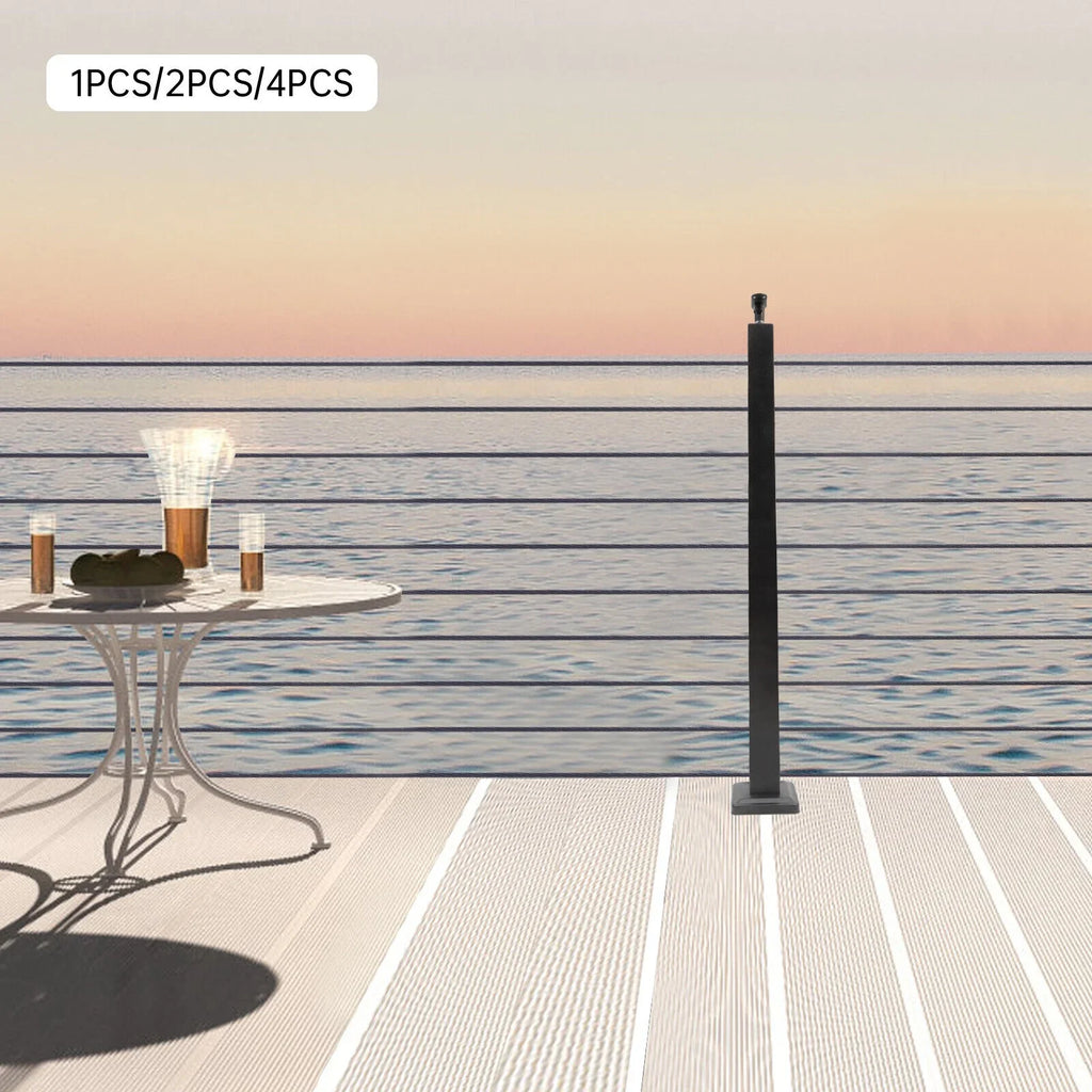 Pre-Drilled Cable Railing Post Fence 36''x2''x2'' Cable Wood for Square Level Railing Deck Two Post Sides System Stainless Steel Concrete Level