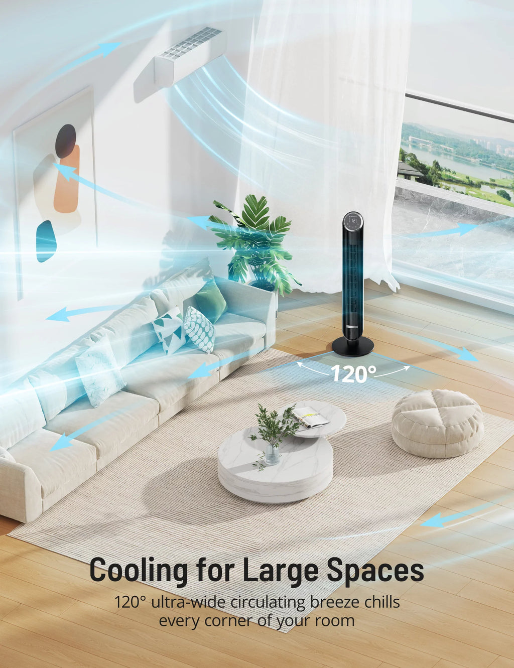 42" 120° 4 12H Fan, Modes, Bladeless Timer, Fan Office with for Home, Oscillating Speeds, Standing Dustproof Filter, Remote, Fan Mesh Tower TaoTronics 12 Fan,