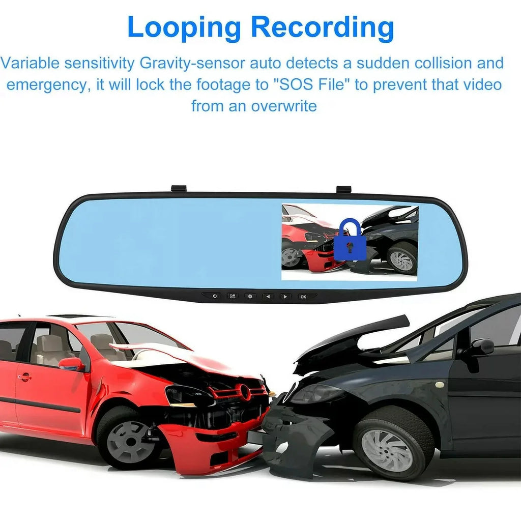 Lens 4.3" Pack for Night Monitor, 1080P Angle Detection,G-sensor Trucks,170°Wide Cars Car Front Car DVR Camera Cam Cam Vision,Parking 1 Monitor,Motion Dual Dash Rear Rearview Mirror