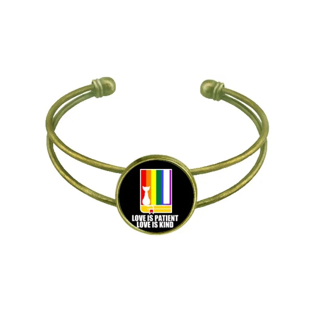Is Kind Bracelet Patient Is Love Bangle Open Jewelry Cuff Retro Love