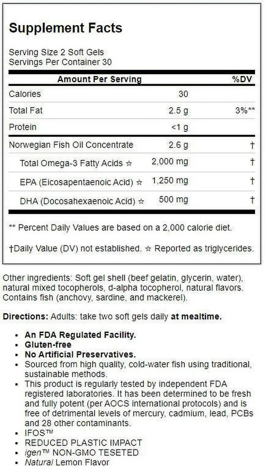 Maximum 2,000 60 Omega-3s, Carlson Each Omega mg