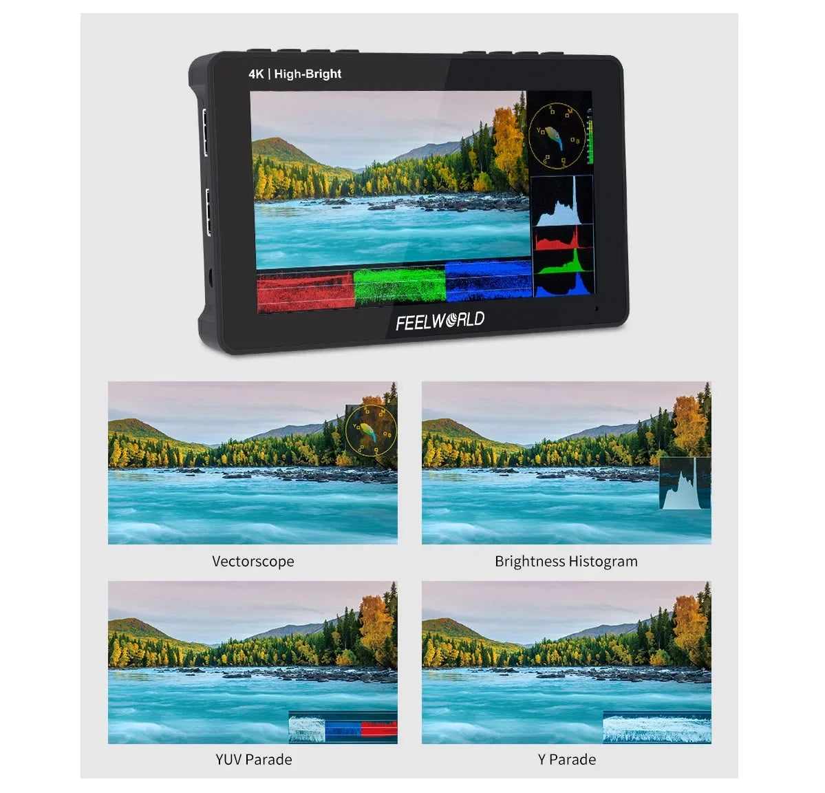 1920x1080 5.5 Inch FHD 4K 3D DSLR with External Camera +Carry Wireless Pro Power Case for F970 Field Monitor F6 LUT Touchscreen HDMI Install Kit 1600nits Transmission +Battery FEELWORLD