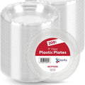 BBQ Plates Plastic Events, Disposable 9 - Recyclable Bulk for Travel Inch Microwavable Plates 200 and Dinner Pack Clear Party