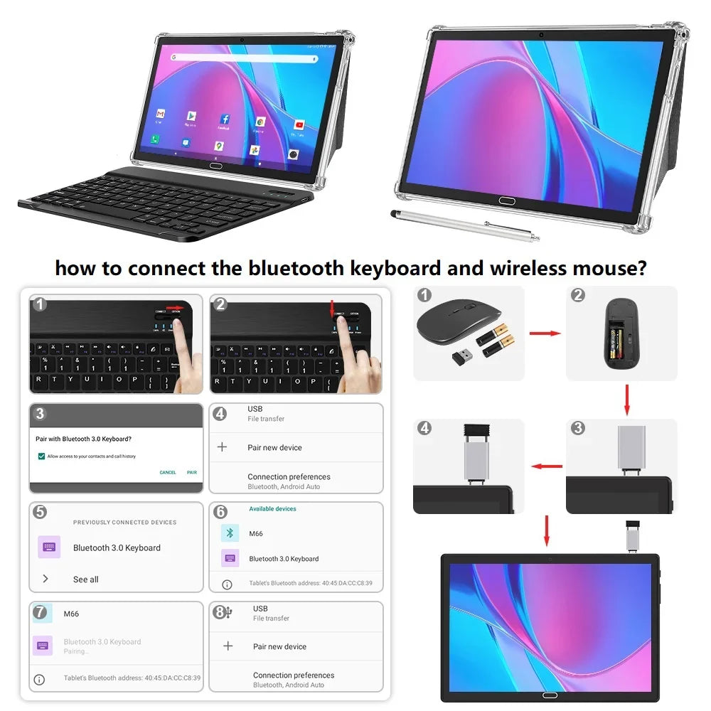 in Tablet,Mother's RAM+64GB Tablet Gift Tablet, Keyboard,4GB Processor,Dual Camera,Wi-Fi Tablet, Android 1 Tablet, Storage,Octa-Core Phone Tablet,Tablet 10 4G 13MP Day 11 2 with Android Tablet inch