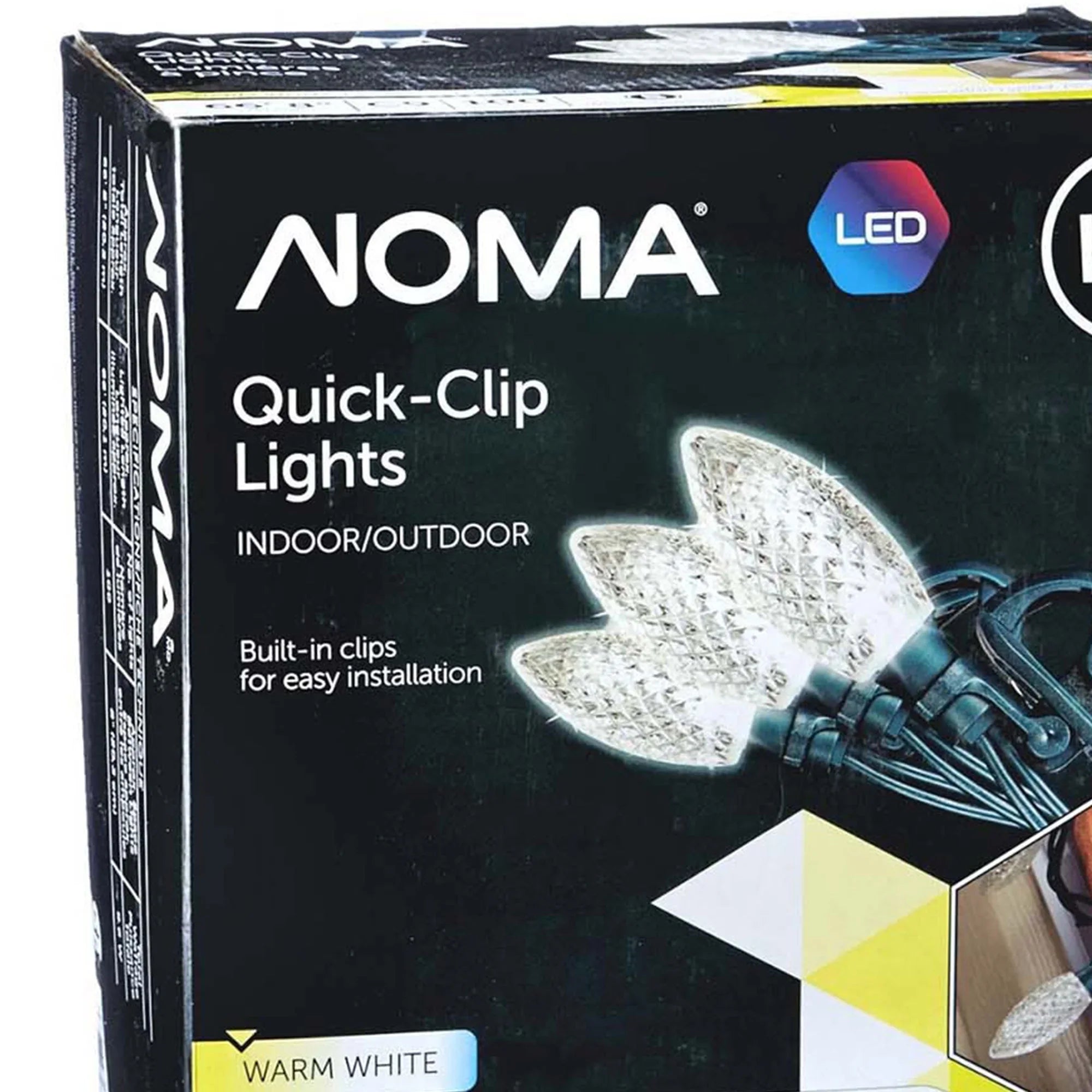 Quick C9 LED Christmas Pack) NOMA 100 String Bulbs (3 Clip Warm Lights