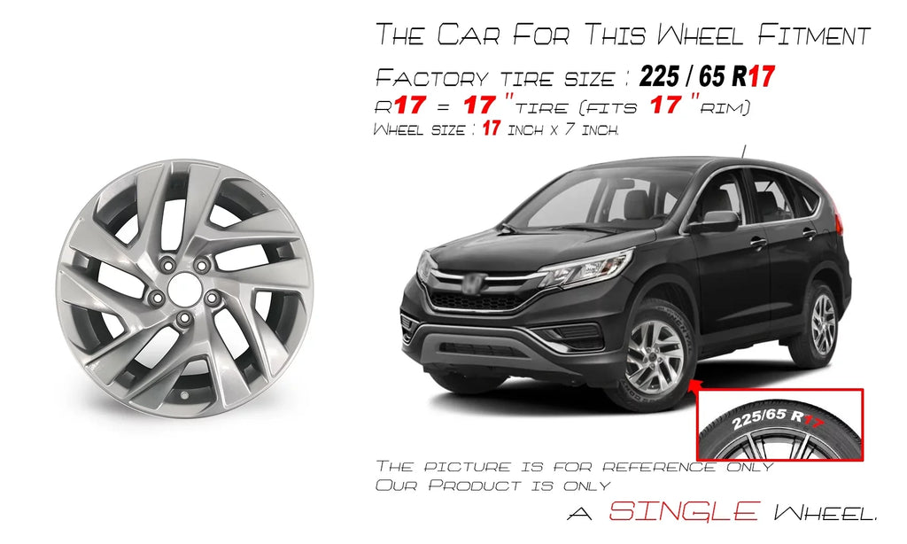 Automotive Twisted grade Wheel Rim for x CR-V Honda Silver 2016 2015, Velospinner Replacement Brand Alloy spoke 17" OEM New 7" Single 64069A