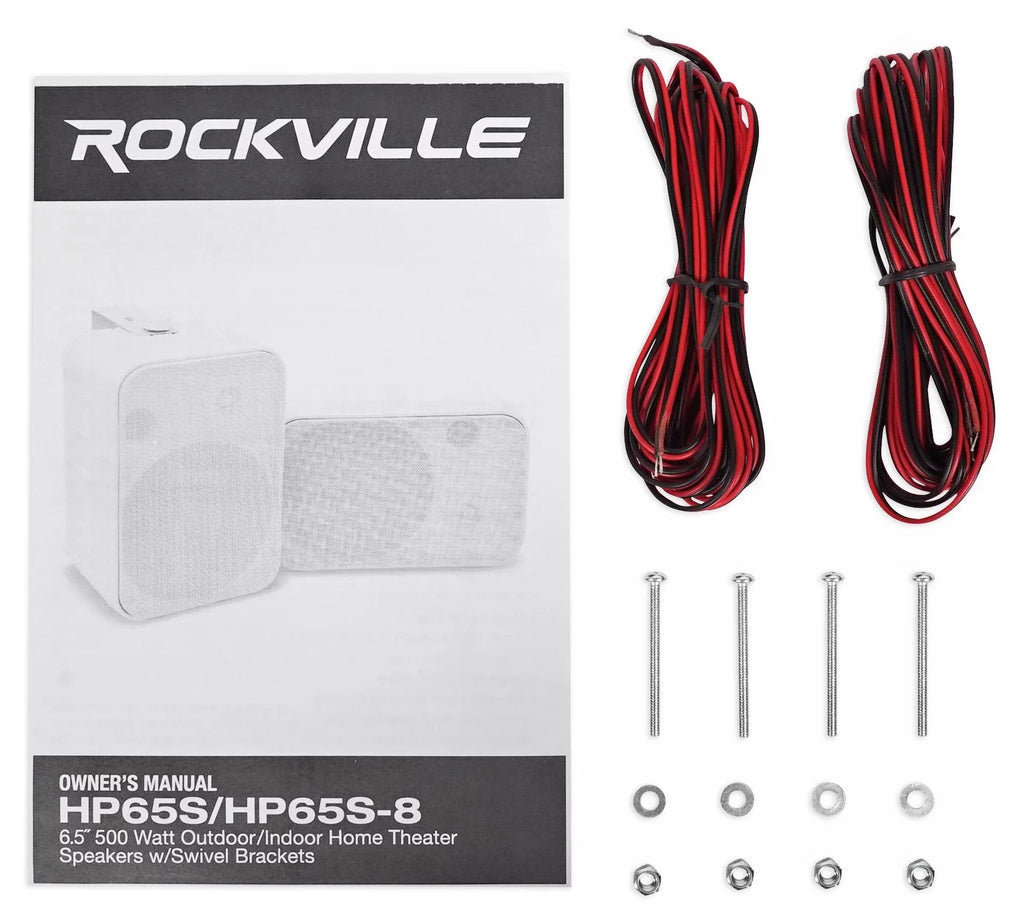 2) Rockville HP65S-8 Garden Brackets exterior 6.5" Patio Speakers+Swivel Backyard