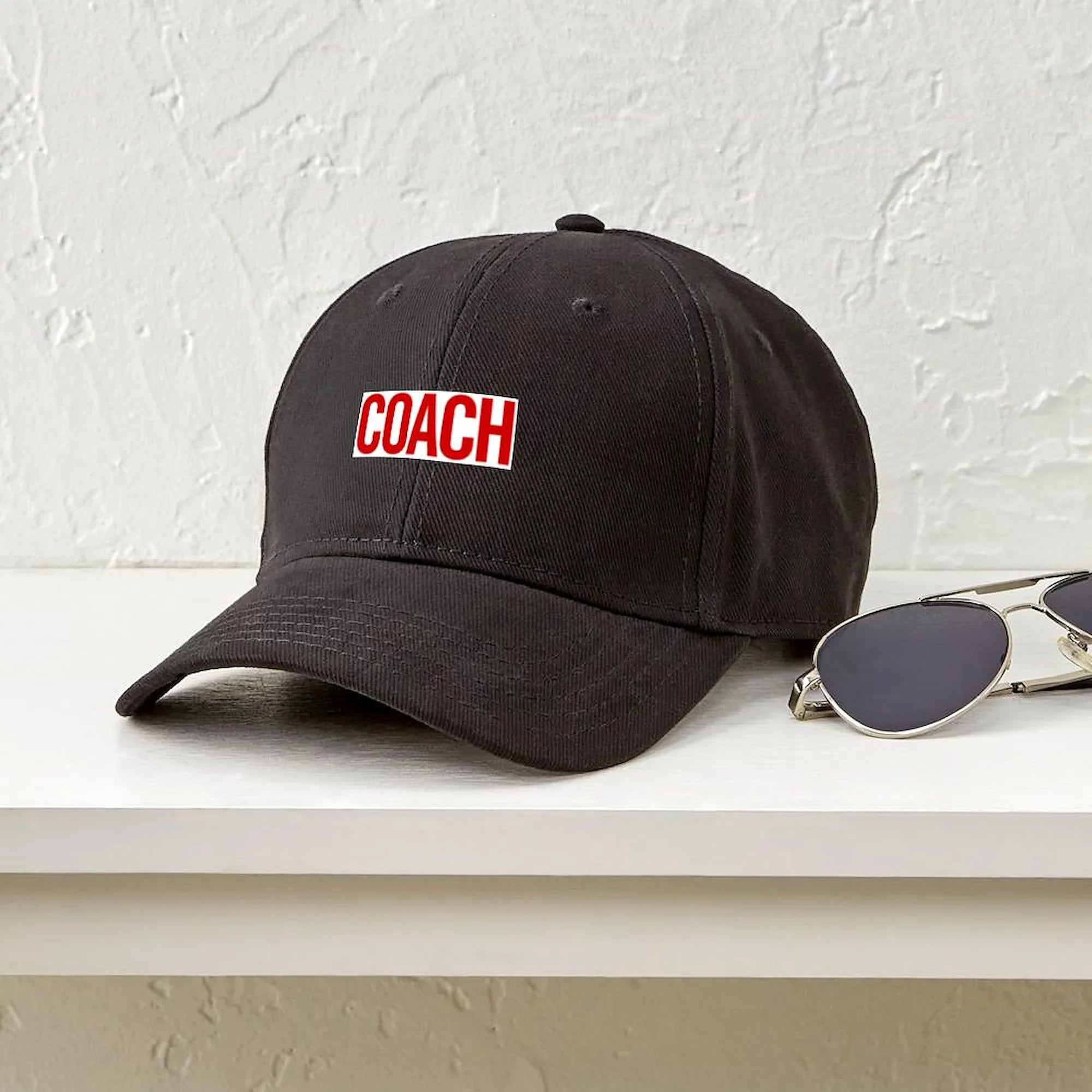 Printed Black CafePress Black Adjustable (Red) Cap - Hat Cotton Canvas Coach Baseball -
