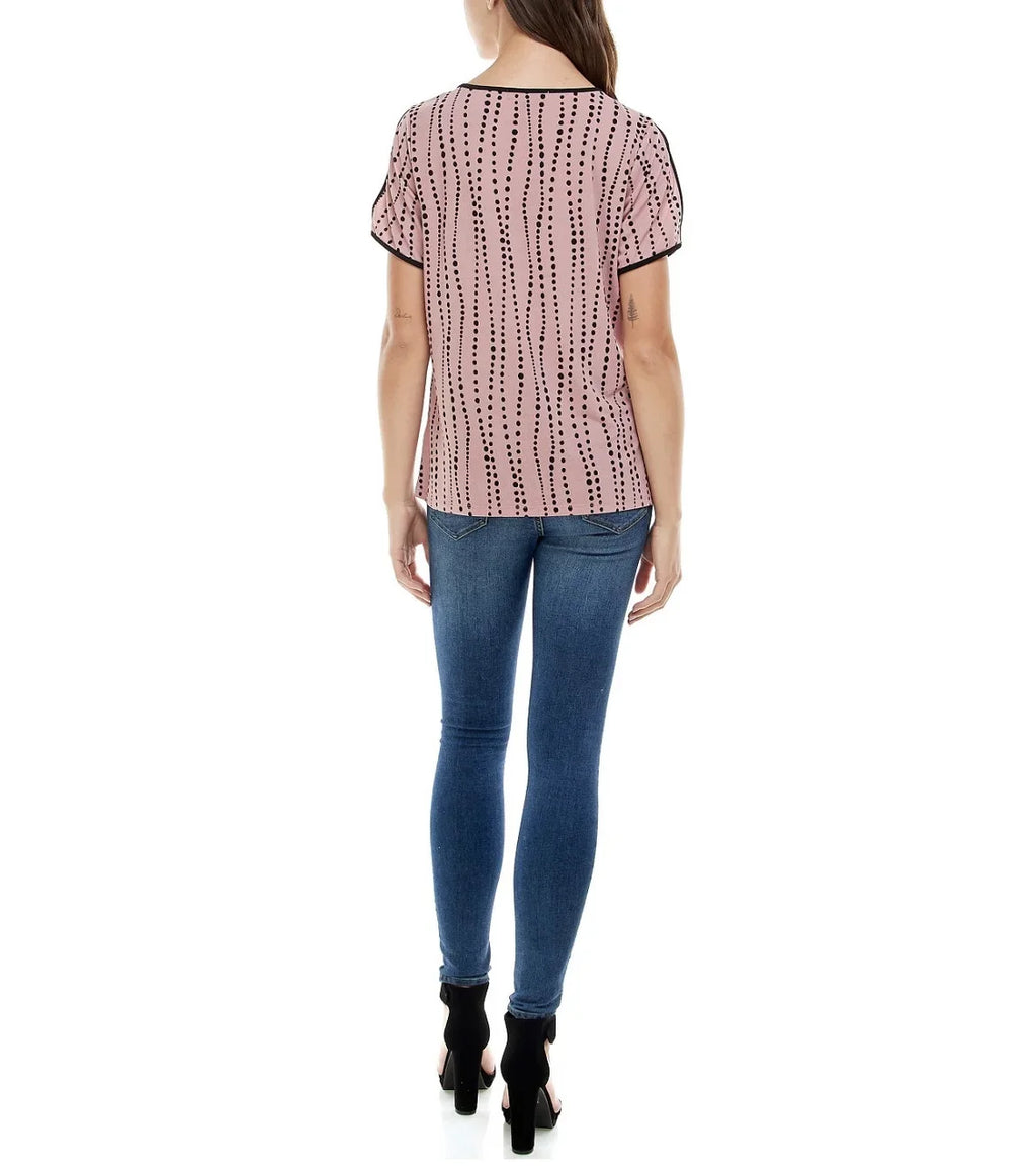 Adrienne Women's and Top Contrast dimension Vittadini Sleeve Split Keyhole XL Binding