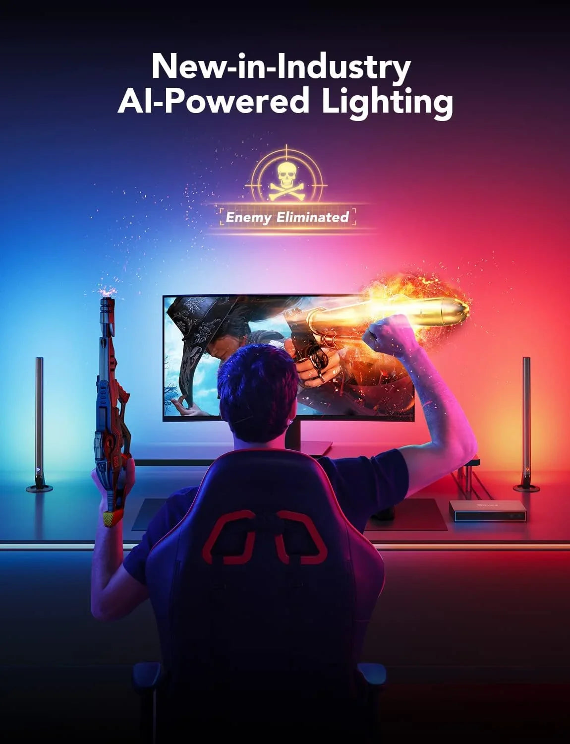 1 Kit, Light, for Out Light with LED 3 Sync inch Alexa, Box, Light Back Bars Govee AI CEC, Box In Assistant, HDMI2.0 Monitors, Gaming HDMI Monitor Works RGBIC 4K 27-34 and Strip with And Gaming