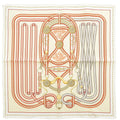 Orange White Hermes Carre 45 (Like New) Scarf Tralala Gavroche Grand Pre-Owned Cream