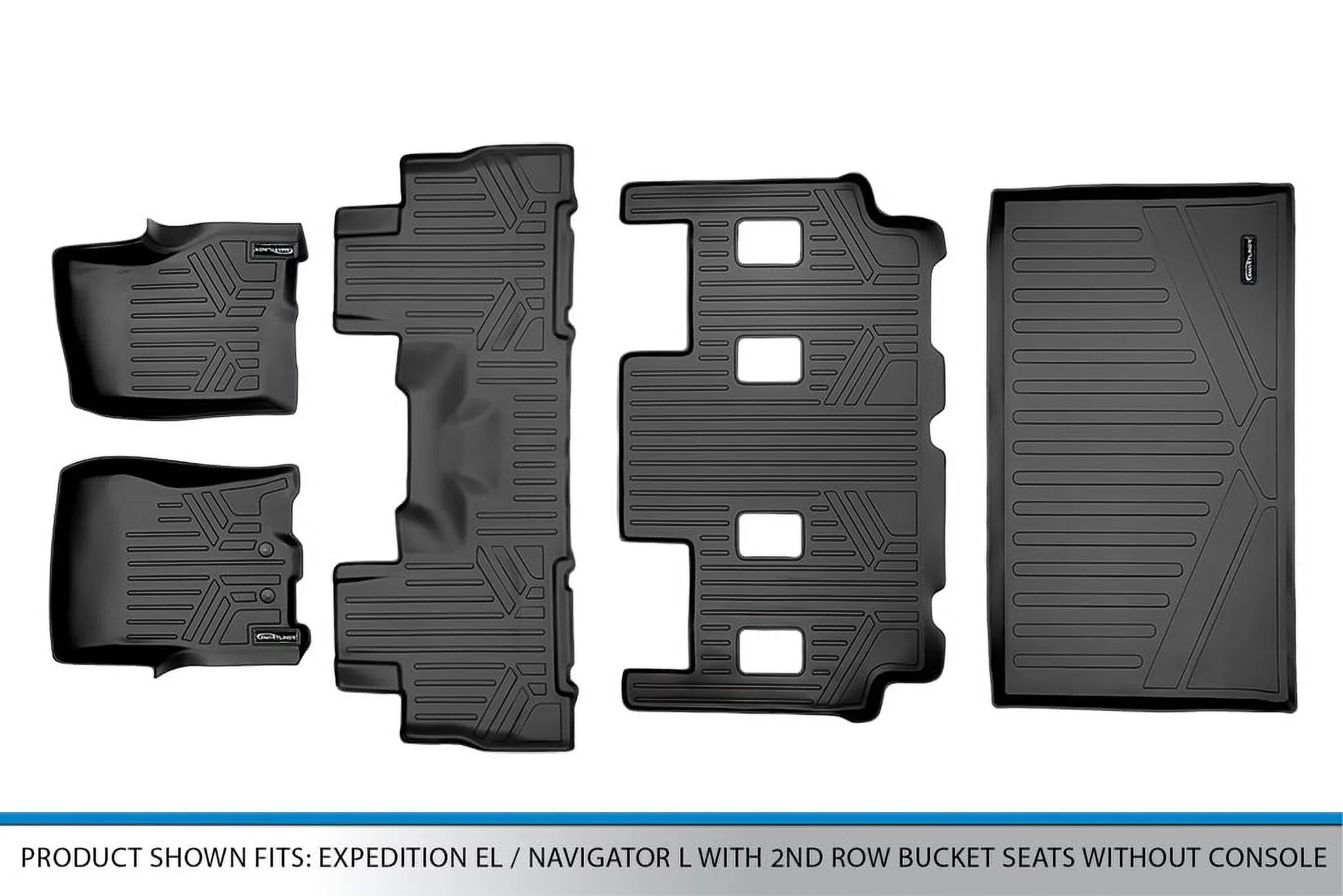Expedition, Row Smartliner Set Cargo Liner without for 2011-2017 & Floor Mats Bucket SA0183-B0303-C0186-E0185 Black Console 2nd Seats with