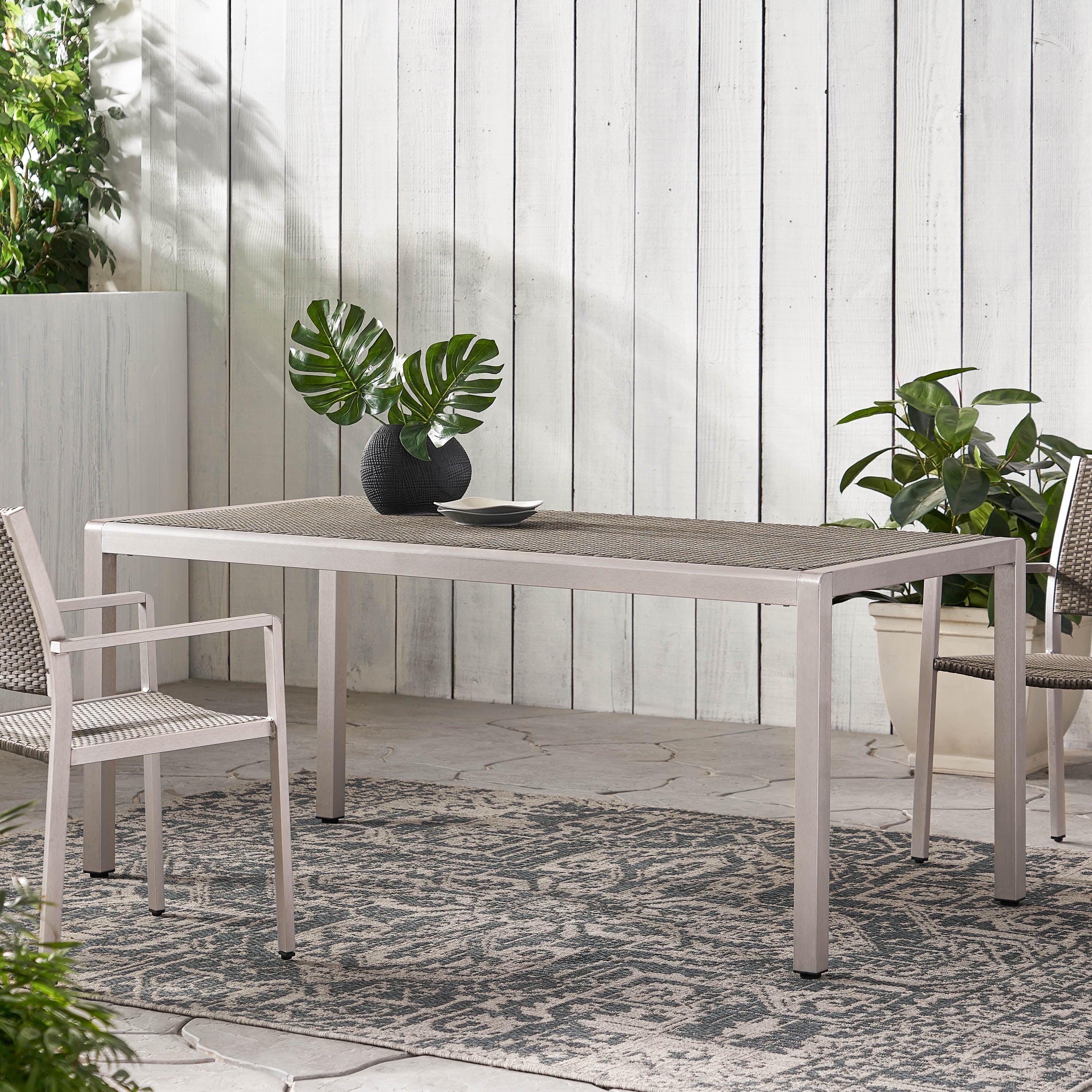 Bay exterior Grey Dining Coral with Wicker Table Top, Aluminum