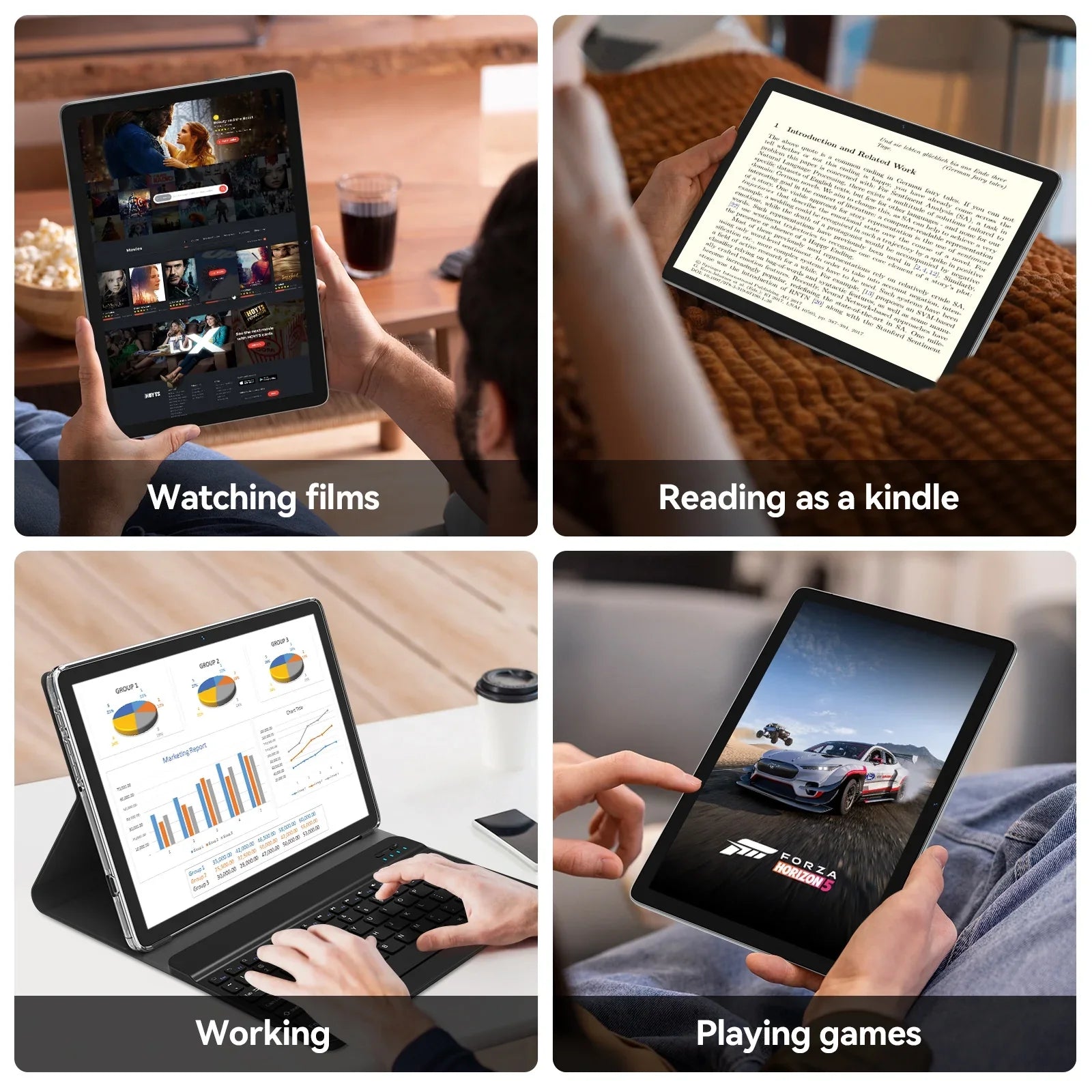 Processor,2024 Newest Tablet 10.1 Android Keyboard ROM Mouse inch WiFi Tablet,8GB Tablet,1TB 12.0 RAM Expandable,Octa-Core Wireless Stylus,5G Tablet Tablet Storage,Android 128GB Case with