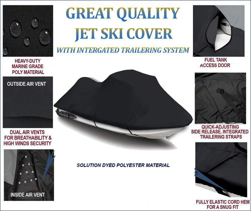 1-2 PWC Pro Polaris Cover 600D Compatible BLACK 2000 SKI 785 1999 for JET Seater