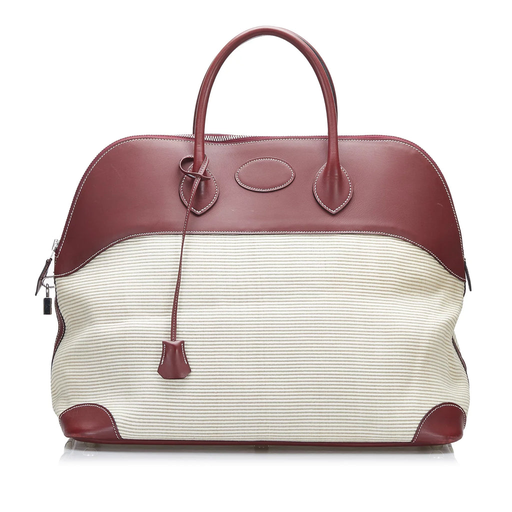 (Good) Authenticated Toile 45 Bolide Pre-Owned Canvas Hermès Unisex Fabric WeekenderBag Brown Travel Bag