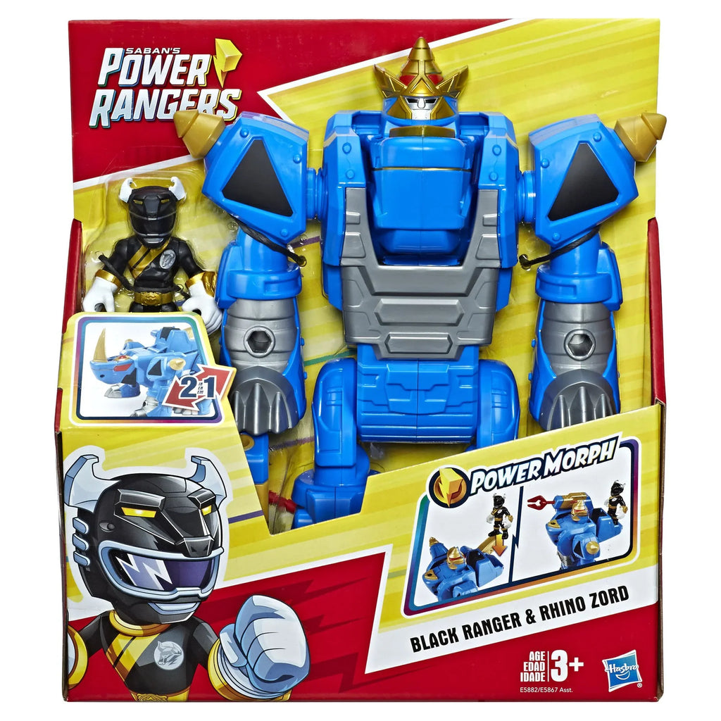 Morphin Heroes Rhino Power Black Ranger Playskool Rangers Zord & Zords