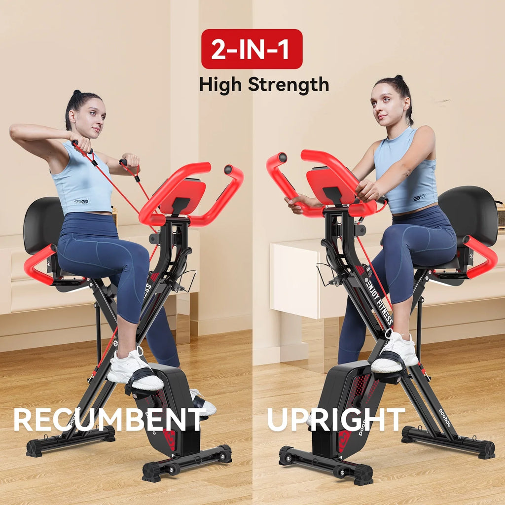 Exercise Quiet Bike Bike Bands Stationary Magnetic 360 Resistance Arm Pooboo lbs Exercise Bike Bikes Workout with Folding Home 3-in-1