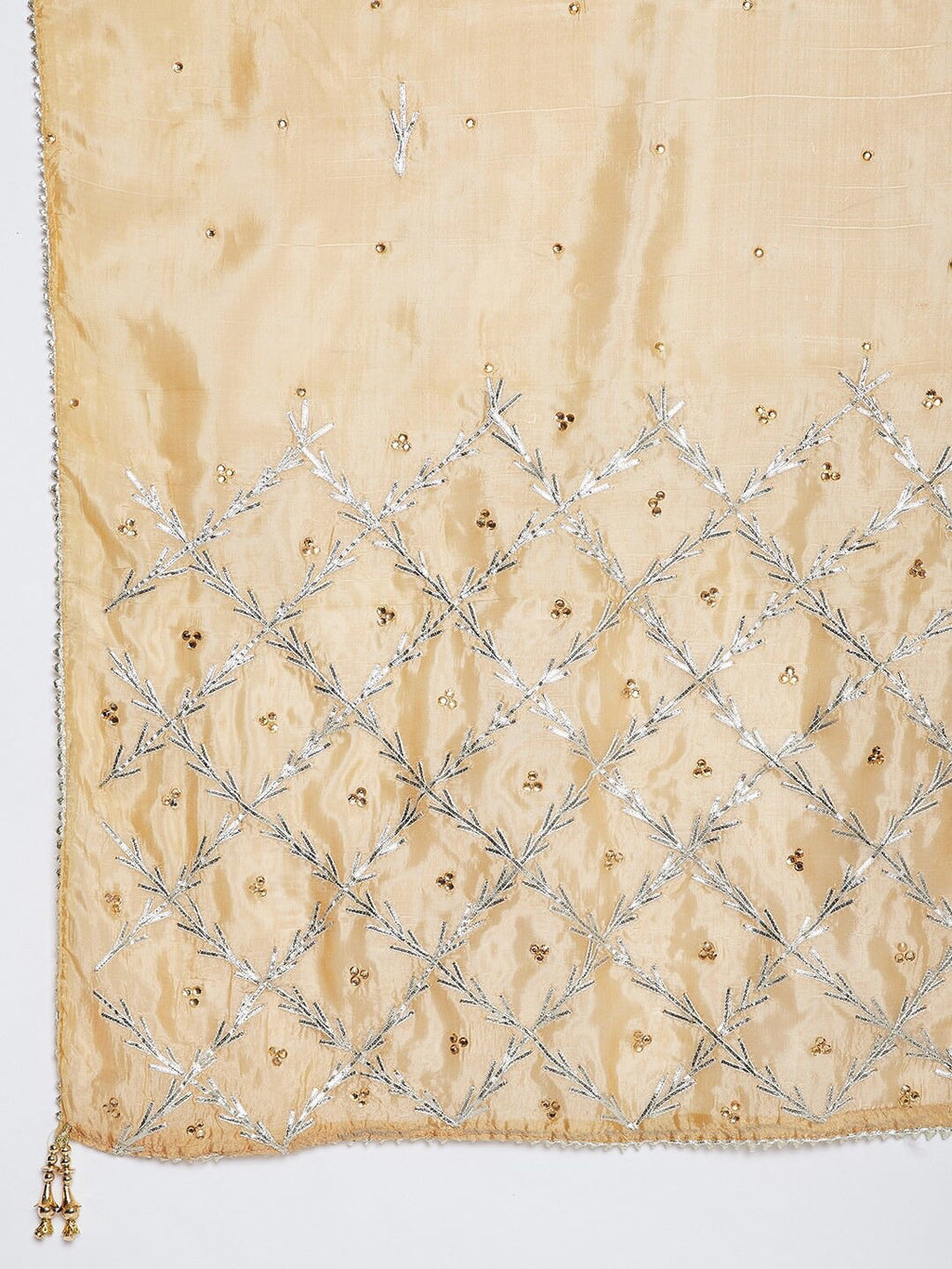 Dupatta, Golden Chunni, Ethnic Silk Wrap Indian Scarf blend Stole, Shawl Embroidered eloria Woman's