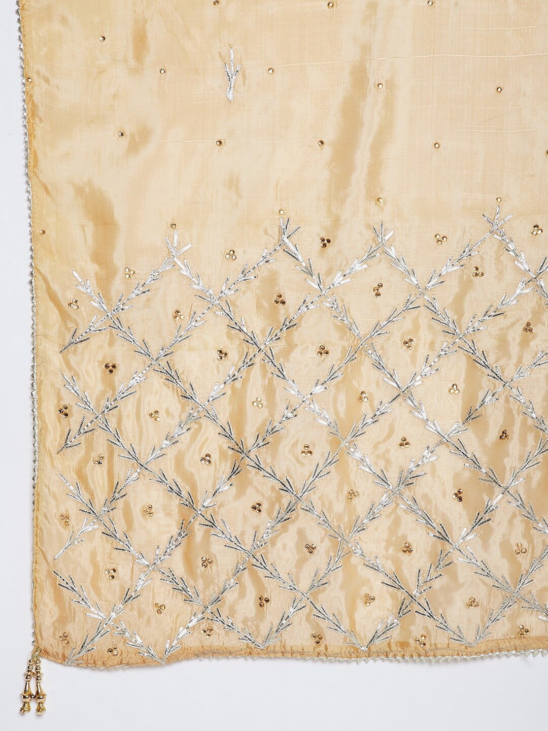 Dupatta, Golden Chunni, Ethnic Silk Wrap Indian Scarf blend Stole, Shawl Embroidered eloria Woman's