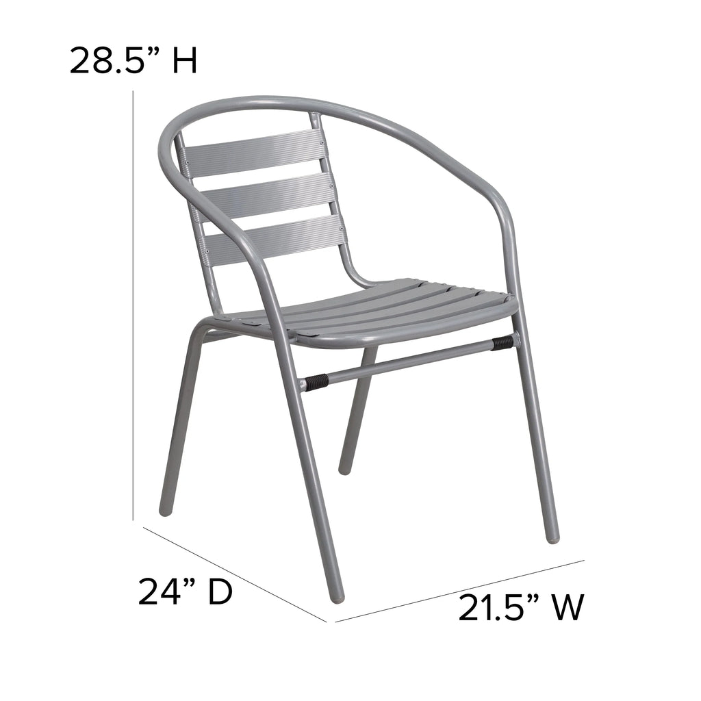 with Pack Silver Aluminum Metal Flash 4 Chair Furniture Slats Restaurant Stack