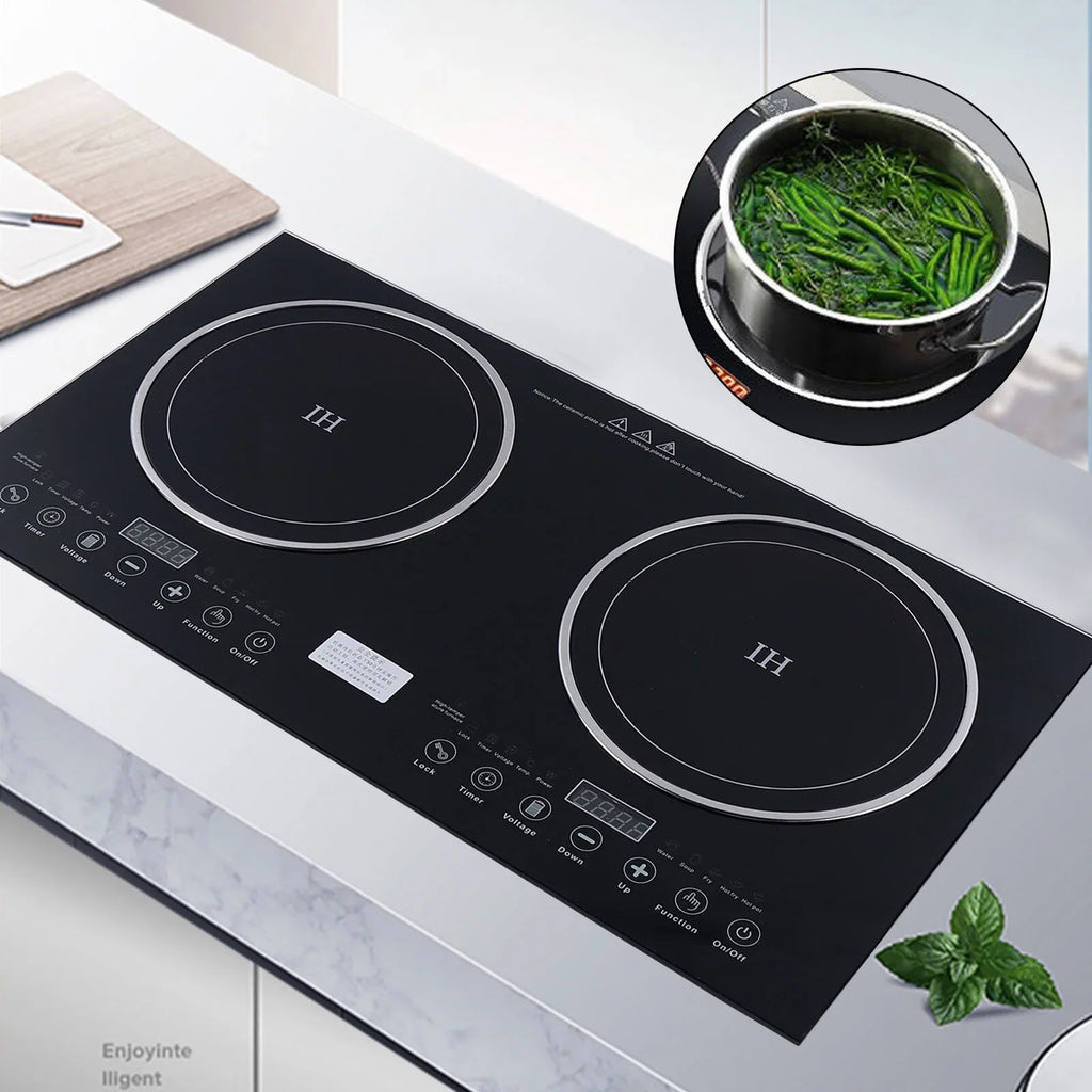 Digital Dual 1200W Burner Cooktop Sensor Cooker Touch ANQIDI Countertop Stove Cooker+1400W Ceramic Portable