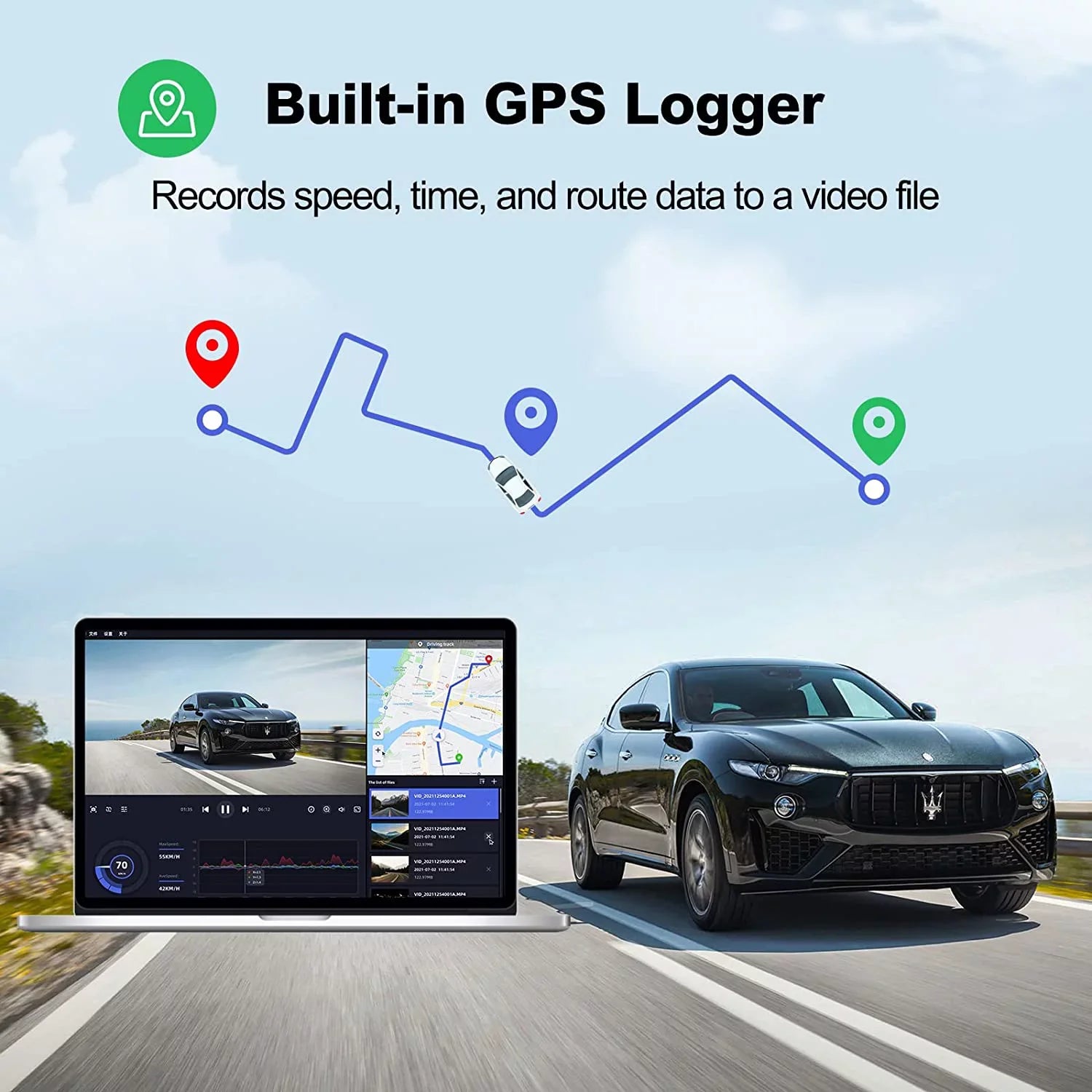 Built-in Record Dash Dash Vision, Dual Dash 2.5K+1080P Super Yeecore G-Sensor, and Portable Dam, Rear, App Magnetic Mount, WiFi Camera GPS, for D32 Mode, Night Front Cam Control, Parking Cars Accident