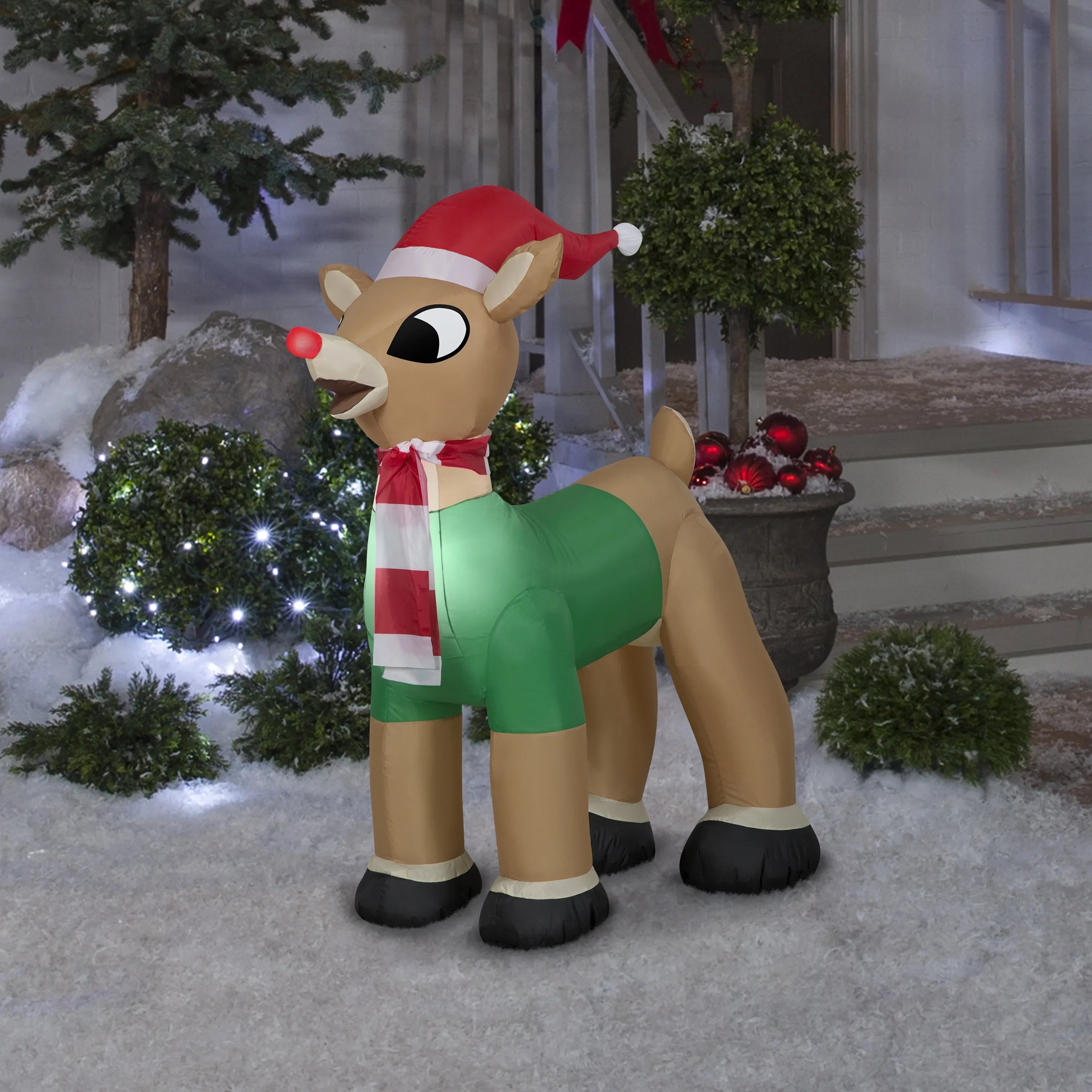 ft. in Gemmy 3.5 Inflatable Green Rudolf Outfit